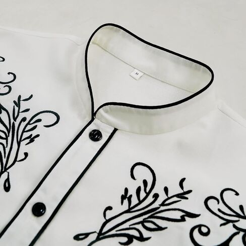 Mens Western Cowboy Shirt Embroidery Slim Fit Long Sleeve Button Down Shirt in Saudi Arabia