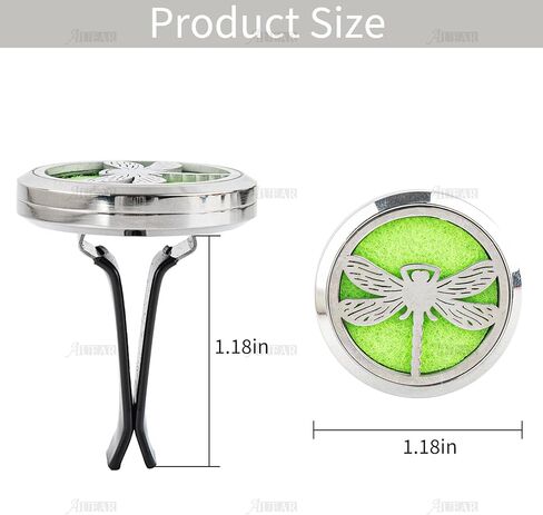 AUEAR, Turtle Car Diffuser Essential Oil Stainless Steel Diffuser Lockets Aromatherapy Air Freshener Car Vent Clip with 10 Felt Refill Pads in Kuwait
