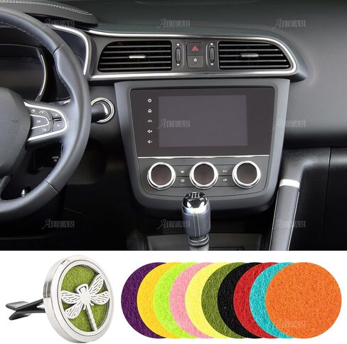 AUEAR, Turtle Car Diffuser Essential Oil Stainless Steel Diffuser Lockets Aromatherapy Air Freshener Car Vent Clip with 10 Felt Refill Pads in Kuwait