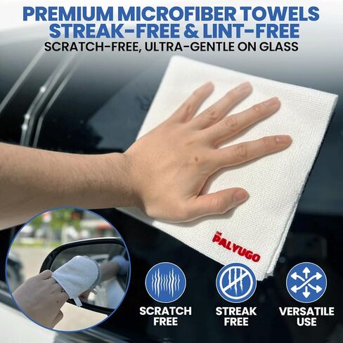 The PALYUGO Window Cleaner Kit - Microfiber Towel Cleaning Kit for Windows, Car Windshield, Streak-Free, Lint-Free, Window and Glass Cleaning Cloth (Red Label) in Saudi Arabia