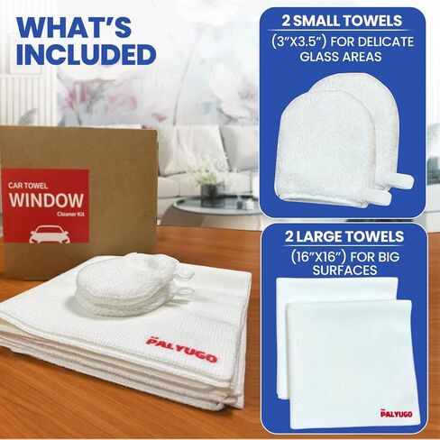 The PALYUGO Window Cleaner Kit - Microfiber Towel Cleaning Kit for Windows, Car Windshield, Streak-Free, Lint-Free, Window and Glass Cleaning Cloth (Red Label) in Saudi Arabia