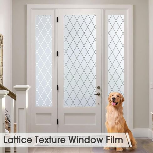 فيلم خصوصية النافذة Frosted Glass ثابت الشبكة الشبكة الزخرفية للحمام ، وينفد الأشعة فوق البنفسجية فيلم صقيع للباب الأمامي (17.5 × 78.7 بوصة) in Saudi Arabia