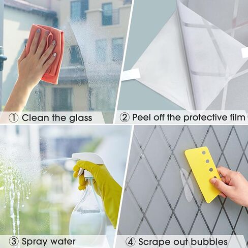 فيلم خصوصية النافذة Frosted Glass ثابت الشبكة الشبكة الزخرفية للحمام ، وينفد الأشعة فوق البنفسجية فيلم صقيع للباب الأمامي (17.5 × 78.7 بوصة) in Saudi Arabia