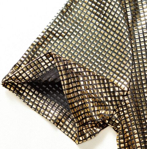 WULFUL Men's Disco Shirt Sequins Short Sleeve Button Down Shirts 70s Party Costume Dress Shirts in Saudi Arabia