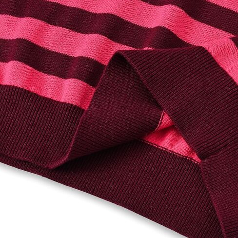 JSTEX Girls Sweaters Cotton Striped Knit Sweater Long Sleeve Crew Neck Kids Pullover Sweater for Girl Size 6-12 in Kuwait