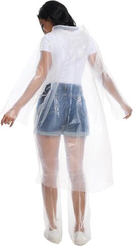 BATHRINS Disposable Rain Ponchos For Adults - 3 Emergency Clear Ponchos With Hoods And 3 Pairs Of Waterproof Boot Covers in Saudi Arabia