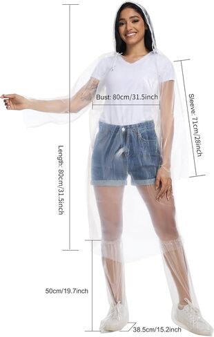 BATHRINS Disposable Rain Ponchos For Adults - 3 Emergency Clear Ponchos With Hoods And 3 Pairs Of Waterproof Boot Covers in Saudi Arabia