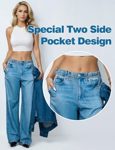 French Terry Sweatpant Jeans Denim Sweat Pants Look Like Jeans Baggy Wide Leg Stretch Pants Jeggings for Women Trendy in Saudi Arabia