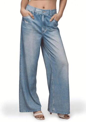 French Terry Sweatpant Jeans Denim Sweat Pants Look Like Jeans Baggy Wide Leg Stretch Pants Jeggings for Women Trendy in Saudi Arabia