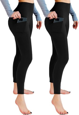 Leafigure 2 Pack Leggings with Pockets for Women, High Waisted Soft Leggings for Yoga Gym in Kuwait