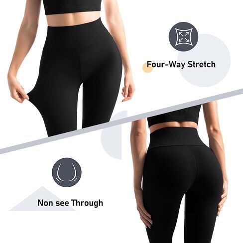 Leafigure 2 Pack Leggings with Pockets for Women, High Waisted Soft Leggings for Yoga Gym in Kuwait