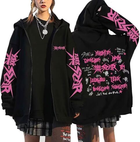 KPOP Stray Kids Album Star Hoodie Jacket Felix Hyunjin Bangchan Lee Know zippered Sweatershirts Jacket in Kuwait