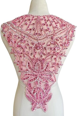 Handsewing حبات الترتر من الدانتيل قطع البقع اليدوي الحجوزات التزيين ملحقات لباس الملابس خط العنق والظهر (Clear AB) in Kuwait