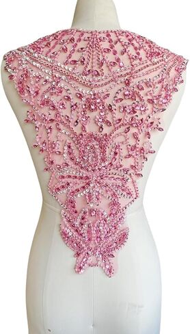 Handsewing حبات الترتر من الدانتيل قطع البقع اليدوي الحجوزات التزيين ملحقات لباس الملابس خط العنق والظهر (Clear AB) in Kuwait