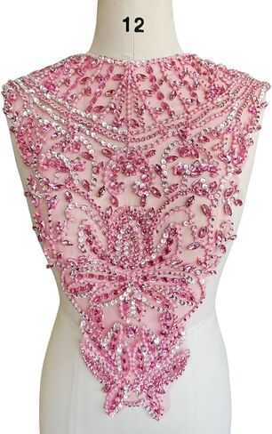 Handsewing حبات الترتر من الدانتيل قطع البقع اليدوي الحجوزات التزيين ملحقات لباس الملابس خط العنق والظهر (Clear AB) in Kuwait