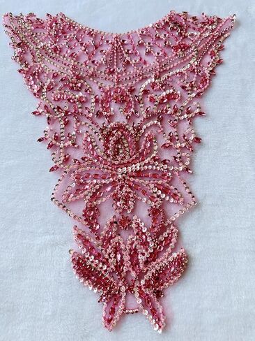 Handsewing حبات الترتر من الدانتيل قطع البقع اليدوي الحجوزات التزيين ملحقات لباس الملابس خط العنق والظهر (Clear AB) in Kuwait