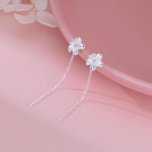 Reffeer Solid 925 Sterling Silver Plumeria flumeria chain incling arocrings for the teens cz flower tassel arces drops drops in Kuwait