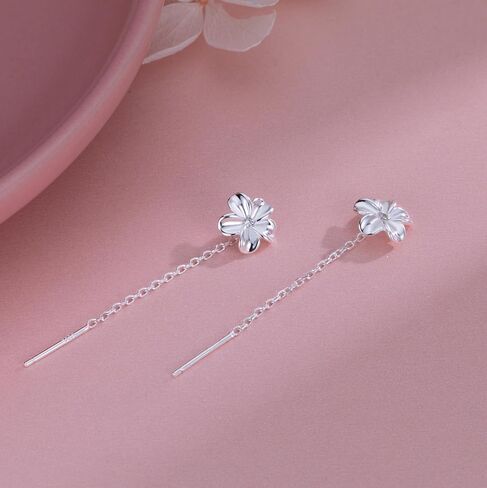 Reffeer Solid 925 Sterling Silver Plumeria flumeria chain incling arocrings for the teens cz flower tassel arces drops drops in Kuwait