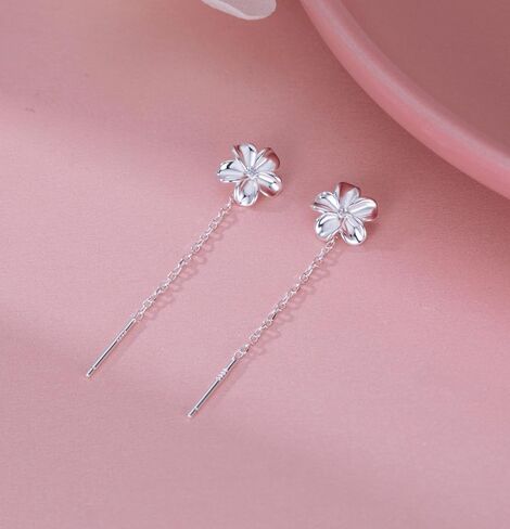 Reffeer Solid 925 Sterling Silver Plumeria flumeria chain incling arocrings for the teens cz flower tassel arces drops drops in Kuwait