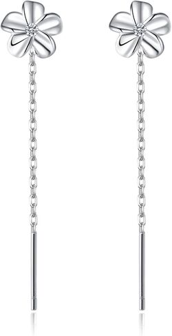 Reffeer Solid 925 Sterling Silver Plumeria flumeria chain incling arocrings for the teens cz flower tassel arces drops drops in Kuwait