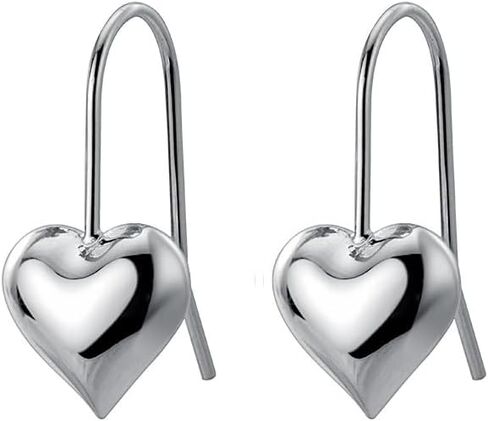 SLUYNZ Solid 925 Sterling Silver Heart Drop Earrings for Women Teens Love Heart Dangle Earrings Hook in Kuwait