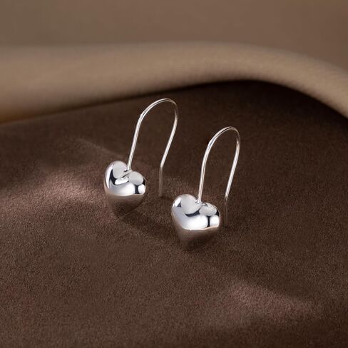 SLUYNZ Solid 925 Sterling Silver Heart Drop Earrings for Women Teens Love Heart Dangle Earrings Hook in Kuwait