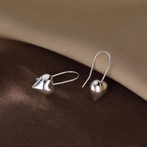 SLUYNZ Solid 925 Sterling Silver Heart Drop Earrings for Women Teens Love Heart Dangle Earrings Hook in Kuwait