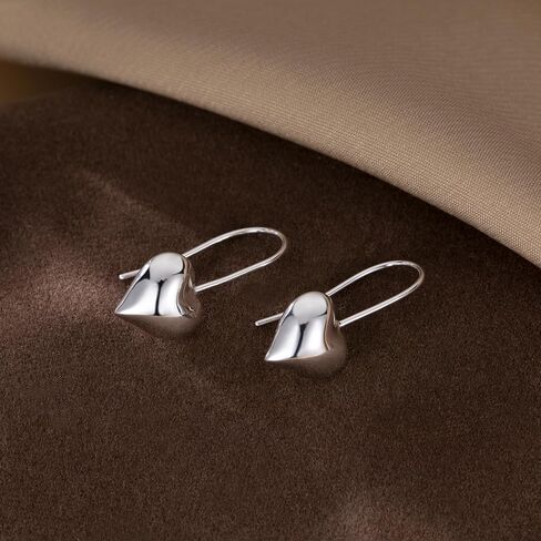 SLUYNZ Solid 925 Sterling Silver Heart Drop Earrings for Women Teens Love Heart Dangle Earrings Hook in Kuwait