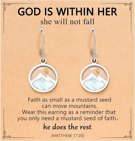 Silver/Gold Mustard Seed Dangle Earrings Love Moving Mountains-Inspirational Christian Christmas Gifts for Women Her in Saudi Arabia