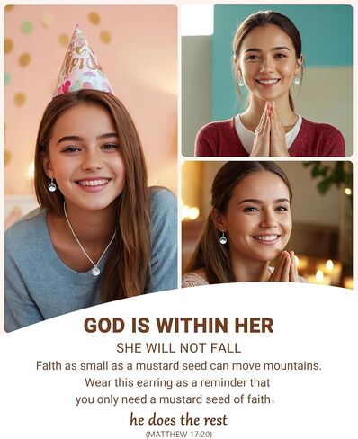 Silver/Gold Mustard Seed Dangle Earrings Love Moving Mountains-Inspirational Christian Christmas Gifts for Women Her in Saudi Arabia