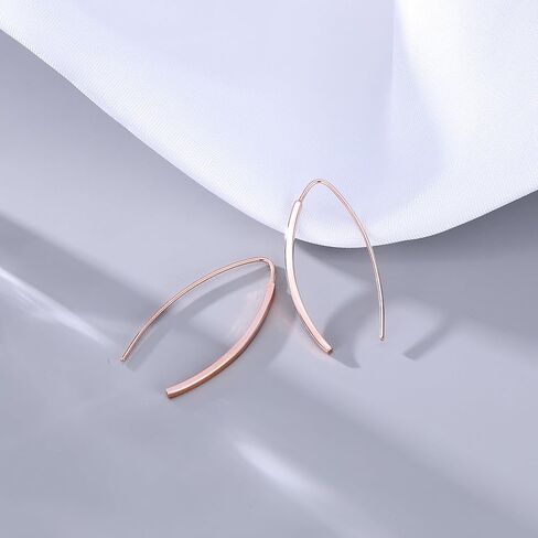 Sluynz Solid 925 Sterling Silver Bar أقراط للنساء المراهقات تتدلى أقراط الأسلاك الأسلاك الأقراط in Kuwait