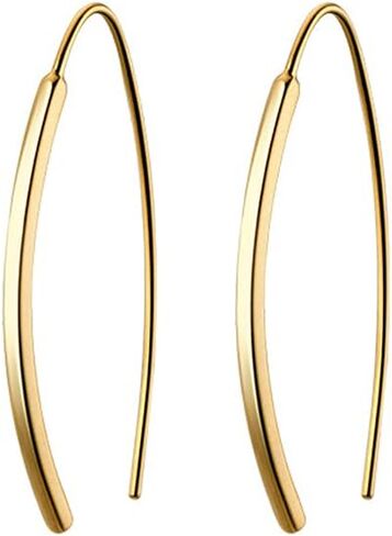 SLUYNZ Solid 925 Sterling Silver Bar Dangle Earrings for Women Teens Dangle Earrings Wire Threader Earrings Open Hoop Earrings in Kuwait