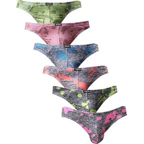 IKINGSKY Men's Camouflage Thong Underwear Sexy Low Rise T-back Underwear Pack of 6