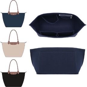 Doxo 2025 Longchamp Organizer Insert Large Purse Bag Organizer with Cup Holderp,Compatible with le pliage Tote Handbags (L,Black)