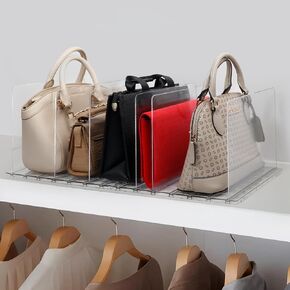 Plastic Purse Organizer Closet – Pack of 2 Handbag Organizer with Adjustable Dividers & Sturdy Base – Purse Storage Organizer for Closet, Space-Saving Handbag Storage Organizer for Shelves