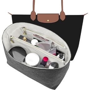 Waterproof Purse Organizer Insert for Longchamp le Pliage Large Handbags Insert DupontPaper Lightweight with YKK Zipper (Black, Large) in Kuwait
