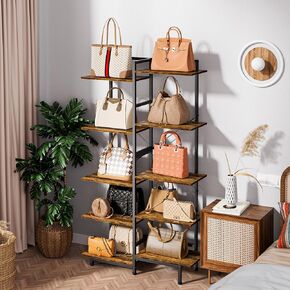Purse Display Shelf Organizer – 5 Tier White Large Storage Rack with Multiple Shelves for Handbags, Purses, and Bags - Perfect Closet Stand for Woman Luxury Organization, Display, and Storage Cabinet