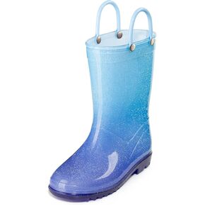 Puddle Play Kids' PVC Glitter Rain Boots with Easy-On Handles – Sparkly, Lightweight, for Girls & Boys – Toddler & Little Kid Sizes