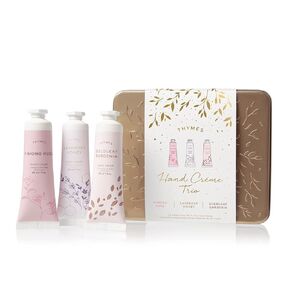 مجموعة الهدايا ثلاثية الكريمة Thymes Cream - Eucalyptus و Olive Leaf & Aqua Coralline - منتجات العناية بالبشرة في الجسم مع مجموعة مرطب فيتامين E - تشمل ثلاث كريمات ترطيب - 1 أوقية EA