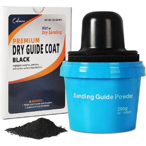7 oz Black Dry Guide Coat Powder, Dry Guide Coat kit for Wet & Dry Auto Body Sanding, Ideal fof Auto Body Repair, Highlights Scratches, Finds Pinholes Defects, and Low Spots