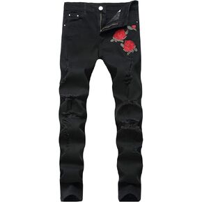 Men's Ripped Skinny Stretch Distressed Destroyed Slim Jeans Denim Pants
