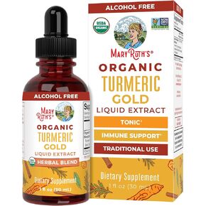 Maryruth Organics USDA Custeric Gold Liquid Drops | مزيج العشبية | الكركم الكركمين | الفلفل الأسود | كاسيا القرفة اللحاء | جذر الزنجبيل | الدعم المناعي | تم التحقق من المشروع غير المعدلة وراثيا | نباتي | 1oz