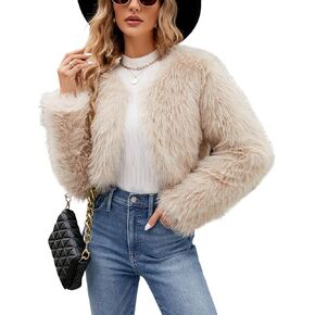 Gihuo Win Winter Winter Faux Fur Fur Coat Long Long Open Front Cardigan Fleece Jackets Shaggy Parka Outerwear