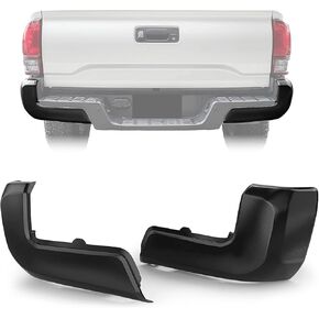 ECOTRIC Rear Bumper End Cap Compatible With 2016-2023 Toyota Tacoma W/O Sensor Hole Replace for TO1105133, TO1104133; 52156-04010, 52155-04010 Corner Cover Driver and Passenger Side Black