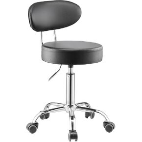 VEVOR Shop Stool with Backrest, Pneumatic Garage Seat/Work Stool with Wheels, 300 lbs Load, Adjustable Roller Creeper Seat, 360° Swivel Padded Workshop Stool, for Garage, Shop & Auto Repair, Black