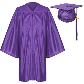 Shiny Preschool Kindergarten Graduation Cap Gown with Year Tassel Package for Kids