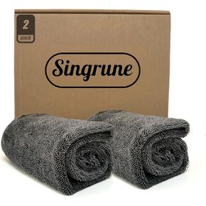 2-Pack Microfiber Towels for Cars (36"x 25") - Extra-Large, Ultra-Absorbent Car Drying Towel for Car, Truck, SUV, & More - Without Water Spots, Scratches, or Residual Lint (Grey)