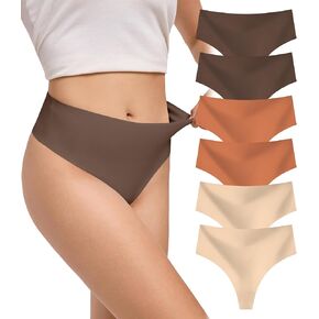 DEANGELMON Thongs for Women Seamless Womens Underwear Pack No Show Breathable Panties