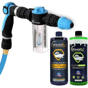 PWC Foam Cannon Sprayer & Engine Flush Mixer to Wash Salt Away | Salt Neutralizing Boat Soap & Jet Ski Wash with SiO2 Surface Protection (EpicWash+) | Jet Ski Motor Flush + Protectant (EpicFlush)