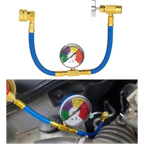 R134A AC Refrigerant Charge Hose Kit, 1/2" Acme Can Opener Recharge Hose with Pressure Gauge, Charge Hose for Car Home Air Conditioning Refrigerant System, Car Accessories